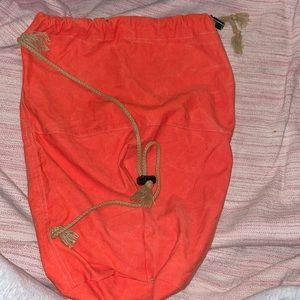 🦋 2 for $15 🦋 Round Bottom - Canvas Duffle - Burnt Bright Orange - Drawstring